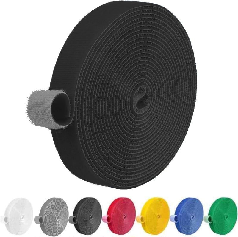 Ifnow Hook And Loop Tape 32Ft Reusable Fastening Tape Cable Ties Double-Sided Hook-And-Loop Cable Management Tape Strength And Durability 0.8''/Width (Black) - Image 1